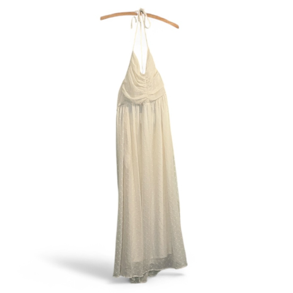 Elegant White Halter Maxi Dress